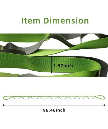 SANKUU Stretching Strap with 12 Loops + Workout Poster | Non-Elastic Yoga Straps for Physical Therapy & Exercise | Green Hamstring Stretcher for Pilates, Dance, Gymnastics | Women & Men - Buy Online on GoSupps.com