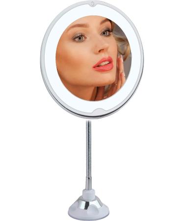 10X Magnifying Makeup Mirror with LED Light, Flexible Gooseneck, Power Locking Suction Cup - Portable and Bright Vanity Mirror for Travel and Home - Buy Online on GoSupps.com