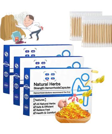 DENGWANG Heca Natural Herbal Strength Hemorrhoid Capsules Natural Hemorrhoid Relief Capsules Hemorrhoid Suppository (3 Box)