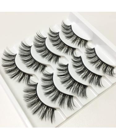 Leenchi 3D False Eyelashes - 5 Pairs Natural Look Faux Mink Lashes | Handmade and Reusable | Soft Fluffy Wispy Long Lashes | Light Volume Dramatic Effect - Buy Online on GoSupps.com