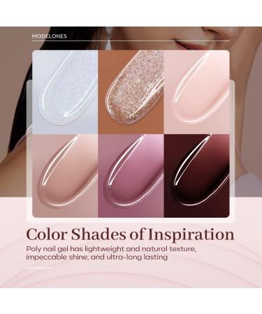 Modelones Poly Nail Gel Kit with 20W Nail Lamp - 6 Colors Poly Nail Extension Gel Set - Glitter Pink Red Builder Gel - All-in-One Nail Strengthening Kit - Base and Top Coat Set - DIY Nail Art at Home - Buy Online on GoSupps.com