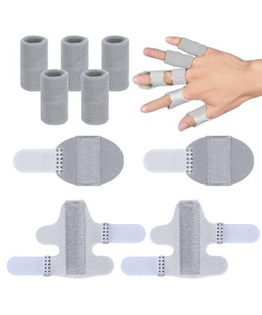 Lollanda 2 pieces finger splints 2 pieces short finger straighteners 5 pieces finger protection elastic adjustable finger support finger brace for broken sprained arthritis swollen fingers (gray) - Buy Online on GoSupps.com