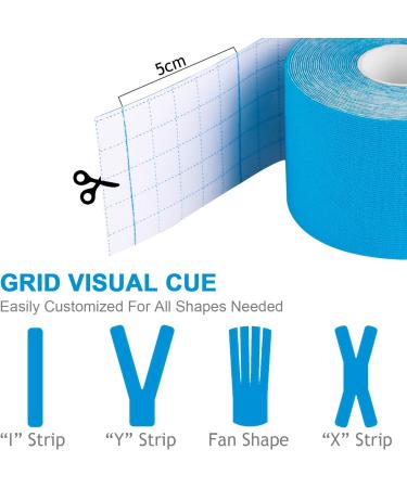 Deilin Kinesiology Tape 19.7ft Roll - Elastic Therapeutic Sports Tape for Knee, Shoulder, Elbow - Waterproof, Breathable, Latex Free - Blue - Buy Online on GoSupps.com