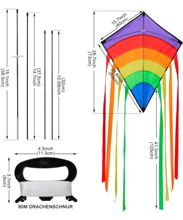 Lebexy Insliner Delta Dragon Kite for Kids & Adults | Easy to Fly Colorful 73x65 cm Kite with 80m String | Perfect Children's Outdoor Toy - Buy Online on GoSupps.com