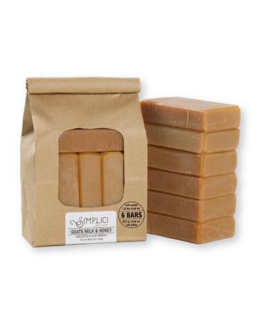 Goats Milk & Honey Natural Soap (smooth + for senstive skin) 6 Bar Value Bag. Palm Free.