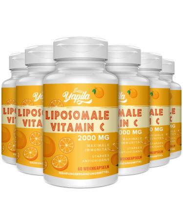 Liposomal vitamin C capsules 2000mg (6 pack) maximum absorption high-dose Vit C ascorbic acid antioxidant supplement soy-free non-gmo 60 pieces (6 Pack)