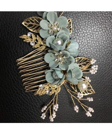 Wedding Hair Comb Rhinestone Clip - Green Crystal Bridal Hair Accessories - Buy Online on GoSupps.com