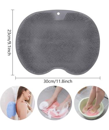 Leonshco Slip-Proof Silicone Massage Pad & Back Scrubber - Anti-Slip Shower Floor Mat with Suction Cups | Foot Scrubber & Shower Brush (Gray) - Buy Online on GoSupps.com