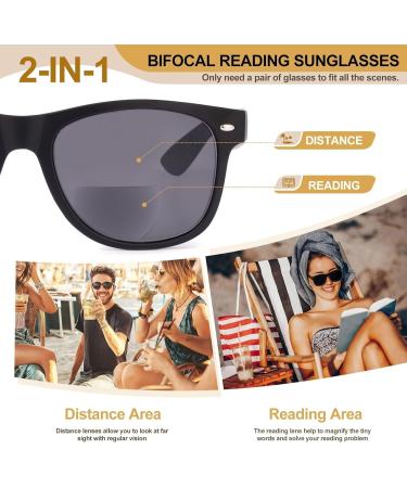 Skyway Bifocal Reading Sunglasses for Men & Women - Fashionable UV400 Protection Spring Hinges Classic Black - 3.5 Diopters - Buy Online on GoSupps.com