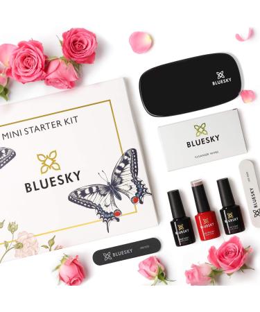 Bluesky Gel Nail Kit With Mini UV LED Lamp S06N Pink Gold Glitter Gel Polish Base and Top Coat Set Nail File Buffer Cleanser Wipes - Buy Online on GoSupps.com