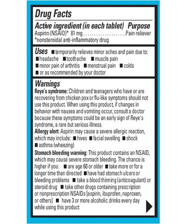 Ecotrin Low Strength Aspirin 81mg - 45 Tablets x 3 Pack | Adult Pain Relief - Buy Online on GoSupps.com