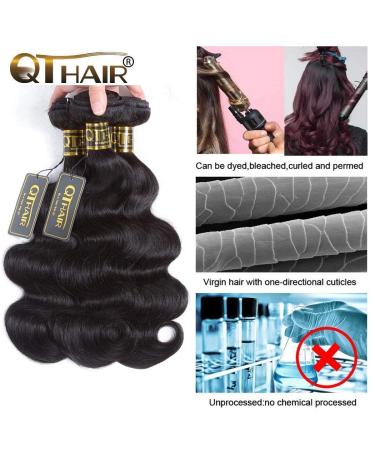 QTHAIR 12A Brazilian Virgin Hair Body Wave 3 Bundle Pack - 16 18 20 inch 300g | Unprocessed Human Hair Extensions - Buy Online on GoSupps.com