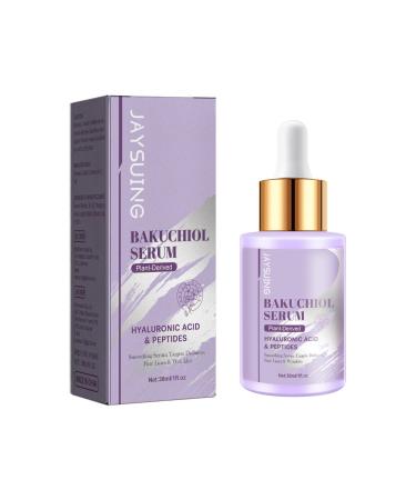 Bakuchiol Serum with Hyaluronic Acid and Peptides Plant-Derived Anti-Aging Face Serum for Fine Lines and Wrinkles 30ml/1fl.oz