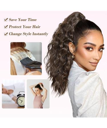 PORSMEER Ponytail Extension Claw Clip Ponytail Hair Extensions Dark Brown Natural Looking Long Curly Wavy Multi Layered Fluffy Synthetic Hairpiece for Women Daily Wear or Party 18inch - Buy Online on GoSupps.com