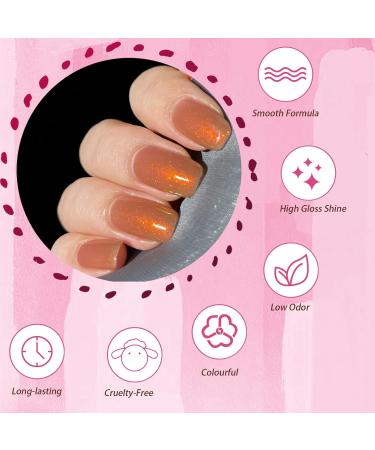 Nail Polish Glitter Nail Polish Orange Nail Varnish Quick Dry Nail Polish No UV Lamp Curing Long Lasting Chip Resistant Non-Toxic Quick Drying At Home & Salon Manicure (11#Maple Sugar) - Buy Online on GoSupps.com