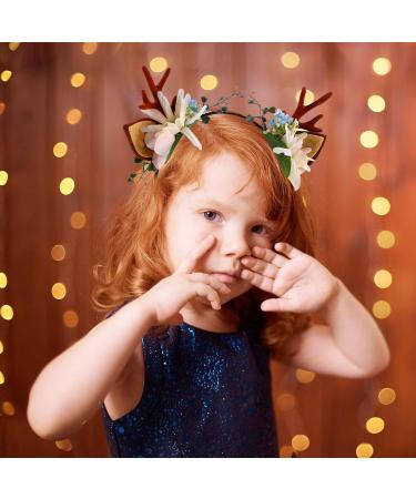 Minkissy Christmas Antler Headband - Reindeer Ears Floral Hairband for Women & Girls - Festive Holiday Accessory (Pattern 2) - Buy Online on GoSupps.com