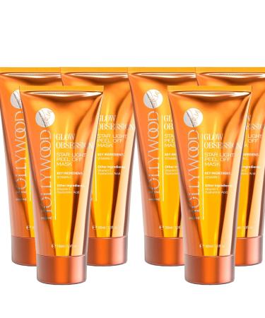 Hollywood skin GLOW OBSESSION Star Light Peel off Mask 400 STRONGER than the leading competition with 20 Vitamin C 10 Hyaluronic Acid 1 Vitamin E plus Aloe Vera Collagen and Jojoba Oil 100 ml 6 bottles 6 Bottles