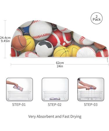 Buy Sports Balls Hair Towel 2 Pack | Super Absorbent Quick Dry Hair Turbans for Women & Girls - Fast International Shipping - Buy Online on GoSupps.com
