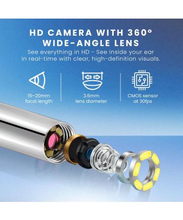 H M Wireless Ear Wax Removal Kit - Complete Ear Cleaning Kit with HD Camera 360-Degree View & 4 Interchangeable Silicone Tips - Rechargeable Ear Wax Removal Tool with App Connectivity - Buy Online on GoSupps.com