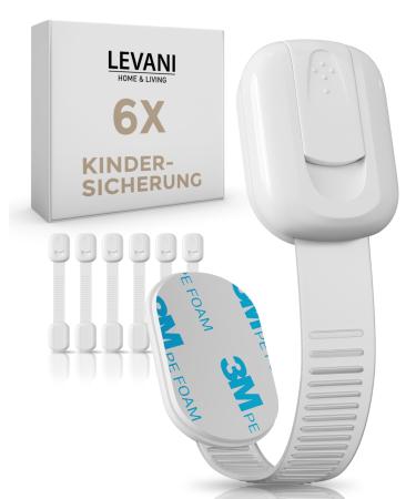 Levani child locking cabinet 6 Set - Self -adhesive drawer protection baby - improved cabinet protection baby - child locking drawer - cupboard lock baby - adjustable length (3m glue)