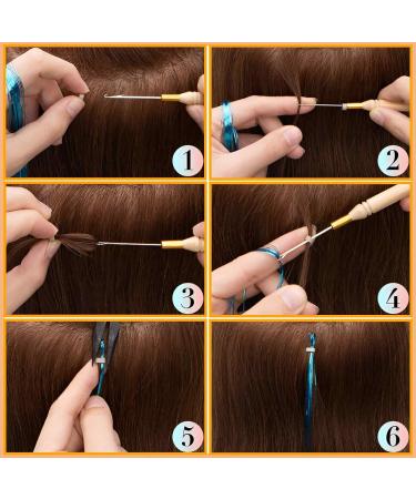 Hair Extensions 5 Colors 1000 Strads Holographic Sparkle Shiny Hair Tinsel Glitter Resistant Tinsel Hair Accessories for Girls Decoration 120cm (Gold Silver Green Pink Blue) - Buy Online on GoSupps.com