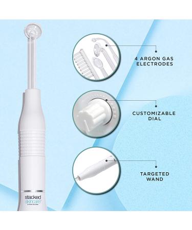 StackedSkincare High Frequency Wand: Acne Clearing Painless Face Tool with Gas Electrodes - Buy Online on GoSupps.com