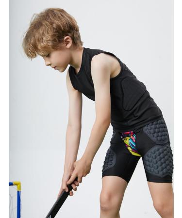 Buy Kids Padded Football Shirt & Rib Guard - XL Black Compression Basketball & Rugby Gear - Buy Online on GoSupps.com