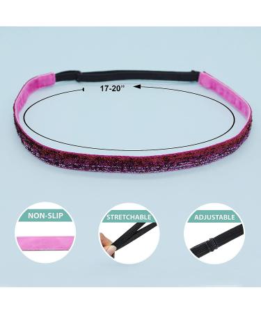 FROG SAC 6 Sparkly Glitter Elastic Headbands for Girls - Non-Slip Thin Stretch Sports Headbands for Teens - Cute Fashion Accessories for Teen Girls - Yoga and Sports Head Wraps - Buy Online on GoSupps.com