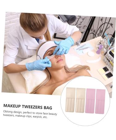 Minkissy 24 STK Eyelash Tweezers Protective Covers | PU Leather Makeup Storage Bags | Travel Tweezers Multitools | Golden & Pink (6 pcs each) 15.7x6cm - Buy Online on GoSupps.com