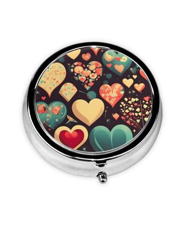 Heart Crush Flowerround Pill Box 3 Compartment Round Pill Box Organizer &Portable Travel Pill Box for Traveling.