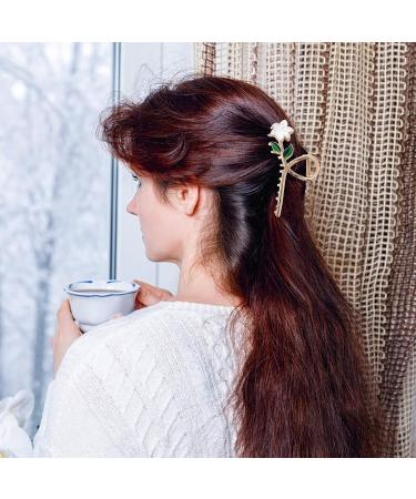 White Lily Metal Hair Claws - Strong Hold Claw Clips for Thick Hair | Lusofie Flower Hair Accessories - Buy Online on GoSupps.com