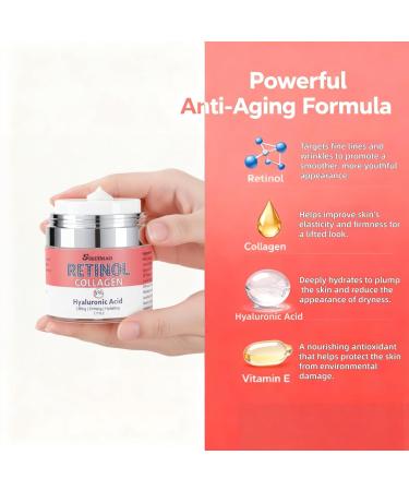 SIRUIMAO Retinol Collagen & Hyaluronic Acid Cream Anti-Wrinkle Face Moisturizer for Day & Night Use | Firming Neck & D collet Treatment 1.7 fl oz - Buy Online on GoSupps.com