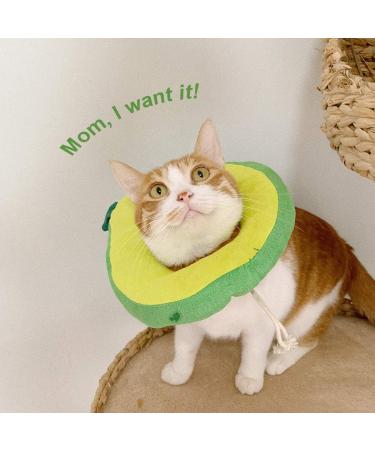 Mayumay Adjustable Cat Collar - Soft Healing Necker for Post-Surgery Recovery | Protective Cone for Kittens & Cats (Avocado Average Size) - Buy Online on GoSupps.com