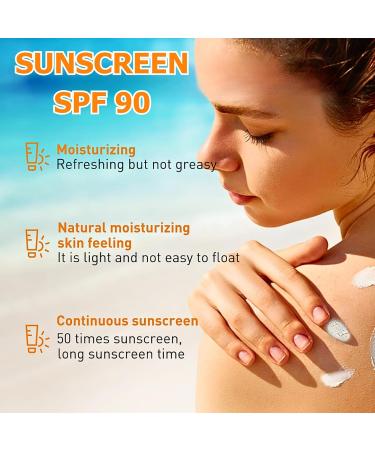 Face Sunscreen Waterproof Sunscreen SPF 90+ Suncream Factor 90 for Face PA+++ Refreshing Sun Cream Spf 90 High Protection Invisible Fluid Strong UVA + UVB Protetion Moisturizing & Non Greasy - Buy Online on GoSupps.com