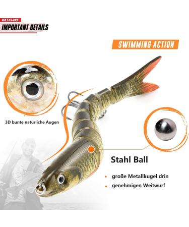 CAM2 Kaumer Kader Multi-Articulated Wobbler - Premium Pike & Bass Fishing Swimbait Red Yellow Rubber with Double Hooks for Predatory Fish - Buy Online on GoSupps.com