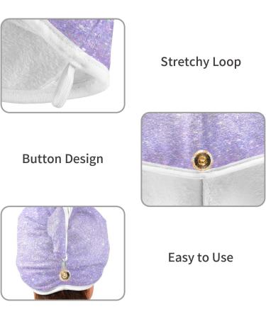 Shiny Glitter Lavender Dry Hair Cap Set - 2 Quick Drying Towels & Button Headband Super Absorbent & Comfortable - Buy Online on GoSupps.com