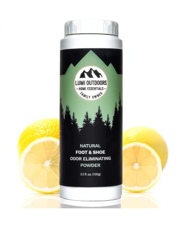 Natural Foot Powder Deodorizer & Shoe Odor Eliminator - Talc Free Foot Deodorant by Lumi Outdoors 3.5 Fl Oz (Pack of 1)