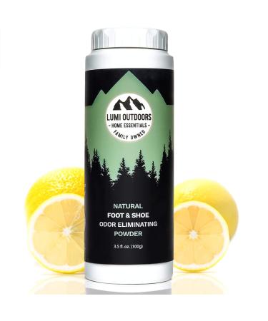 Natural Foot Powder Deodorizer & Shoe Odor Eliminator - Talc Free Foot Deodorant by Lumi Outdoors 3.5 Fl Oz (Pack of 1) - Buy Online on GoSupps.com