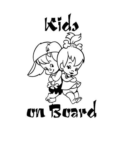 Kids on Board Cute Cartoon Design Reflective Car Sticker Black