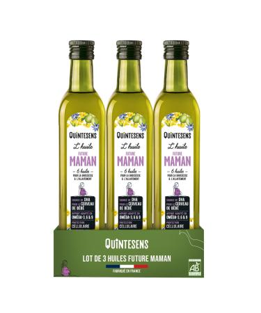 Set of 3 QUINTESENS Future Mom Oils 500 ml – Contains DHA, Omega 3, 6 & 9 and Vitamin E – Supports Health and Well-being Pe