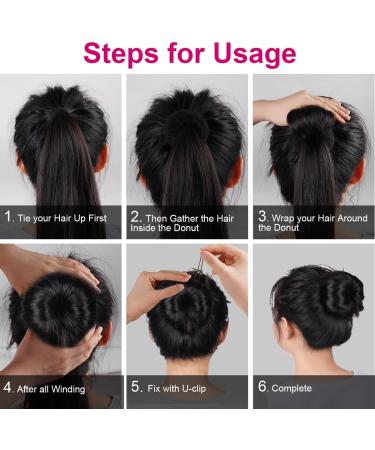 URAQT Hair Donut Bun Maker Set 4 Pcs - Blonde Chignon Doughnut Bun Hair Accessories with 30 Hair Pins - Black Ring Style Shaper for Women, Girls & Kids - Buy Online on GoSupps.com