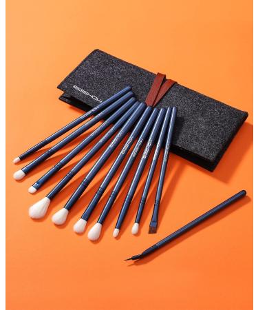 11-Piece Essential Eyeshadow Brush Set - Blue Eye Makeup Brushes for Blending Eyebrow & Eyeliner - Perfect for International Shipping - Buy Online on GoSupps.com