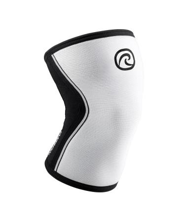 Rehband Kniebandage for Kraftsport & Fitness - Kniebandage 7mm Neopren flexible & non -slip Knee Sleeve for men & women white - 1 piece L