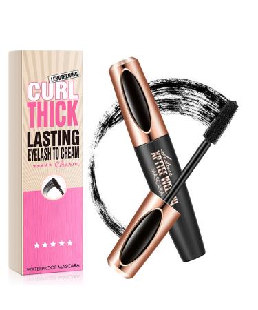 HOUSN Waterproof Mascara, 4D Silk Fiber Volume Mascara, Black Thickening and Lengthening Mascara, Lasts All Day Smudge-Proof, Adds Natural Glamour