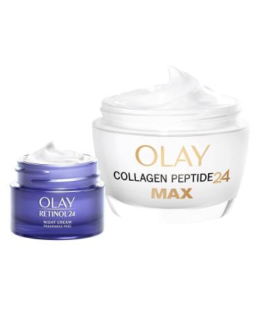 Olay Day &Night Set: Collagen Peptide 24 MAX Day Face Cream 50ml With Retinol 24 Face Cream 15ml Instantly Hydrates For 24H For Strong And Glowing Skin