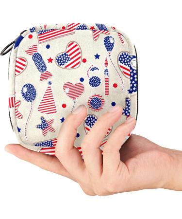 Menstruation Pad Bag with Zipper - Stylish Women's Napkin & Tampon Bags | American Flag & Herzball Designs - Buy Online on GoSupps.com