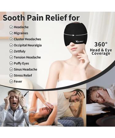 Headache Cap - 360 Fitting Double Gel Ice Cap for Migraine Relief - Hot/Cold Therapy Hat for Headache, Tension, Puffy Eyes - Stress Relief - Black - Buy Online on GoSupps.com
