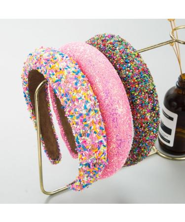 Bottone Colorful Beads Headbands for Woman Girl Sponge Hairband for Spa Hair Hoop Colorful Beads Hairband for Taking Photo Pink - Buy Online on GoSupps.com