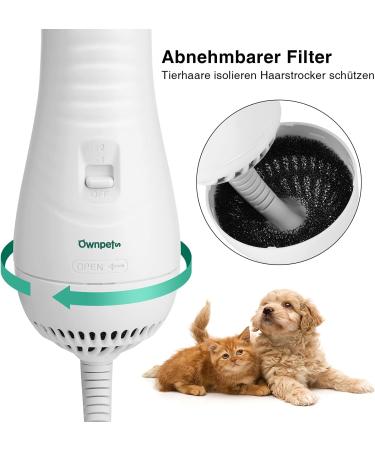 Ownpets 2-in-1 Pet Hair Dryer Brush for Dogs & Cats - Adjustable Temperature Dog Dryer 300W - Efficient Fur Comb & Hair Removal - Buy Online on GoSupps.com