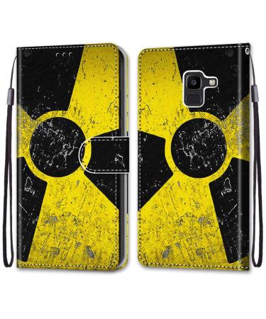 Nadoli mobile phone case leather for Samsung Galaxy J6 2018 colorful painted black yellow characters carrying cake card box magnetic stand protective cover wall pocket leather bag bag case case Samsung galaxy j6 2018 black yellow characters